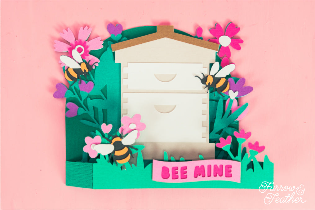 Bee Mine Beehive - Bumblebee Valentine's Day Card SVG