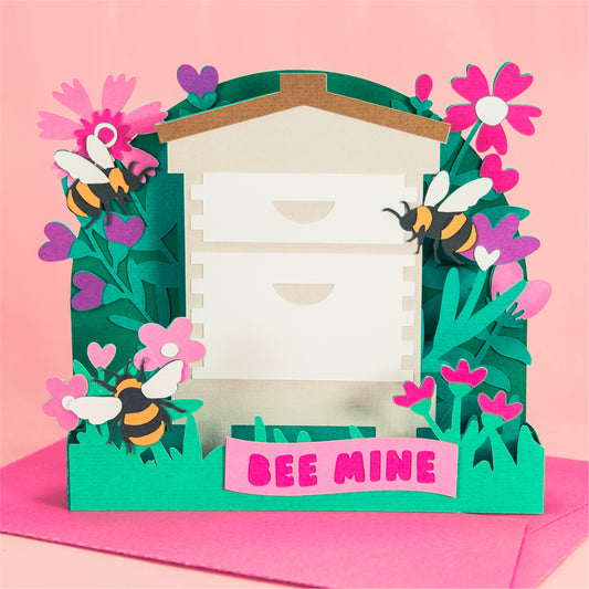 Bee Mine Beehive - Bumblebee Valentine's Day Card SVG