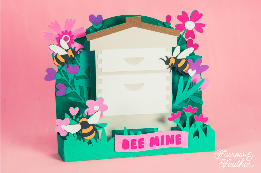 Bee Mine Beehive - Bumblebee Valentine's Day Card SVG