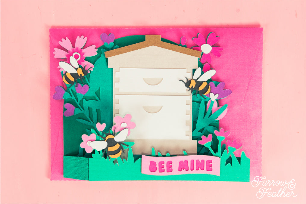 Bee Mine Beehive - Bumblebee Valentine's Day Card SVG