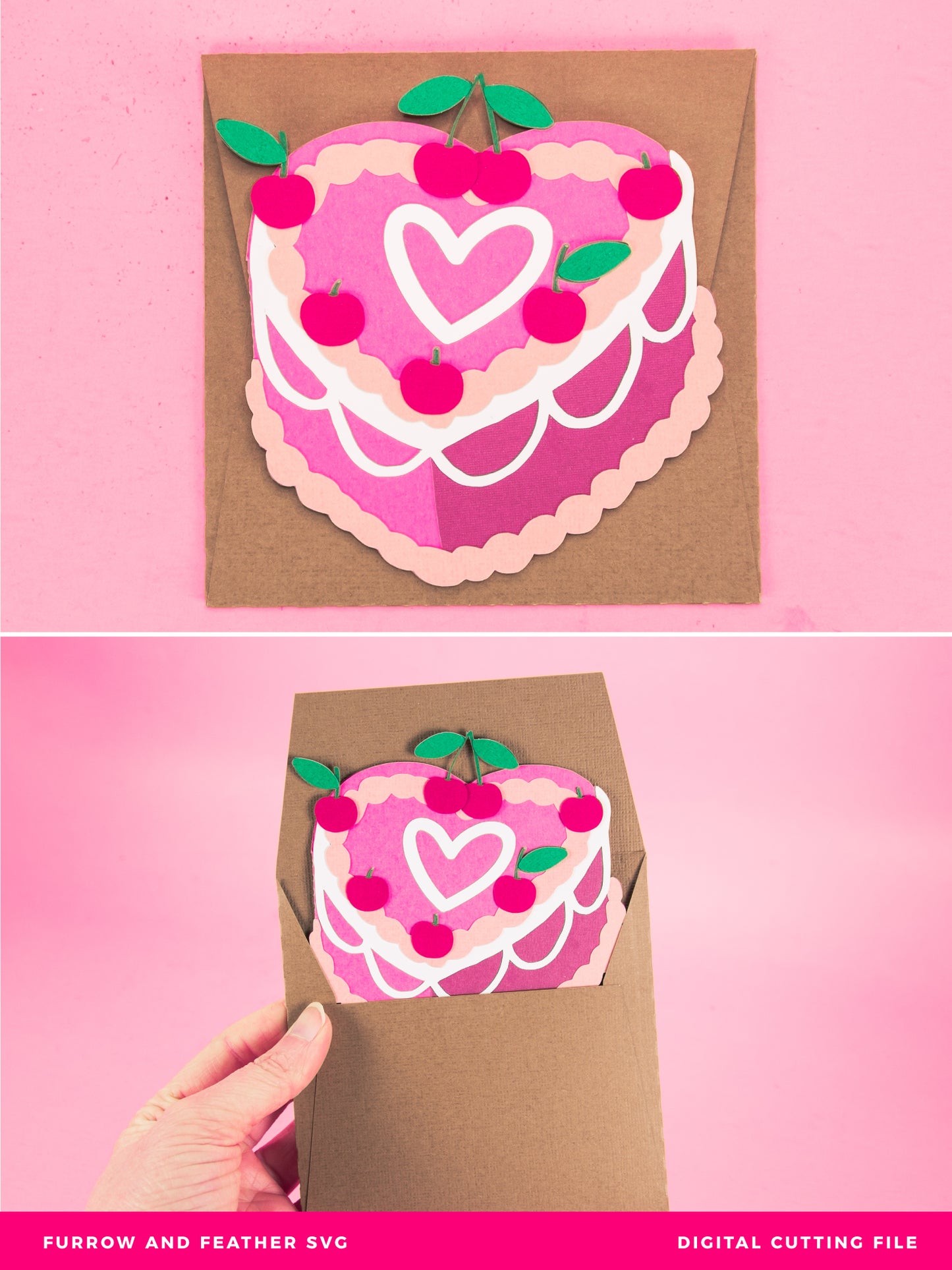 Heart Cake Card SVG - Bifold Birthday Card