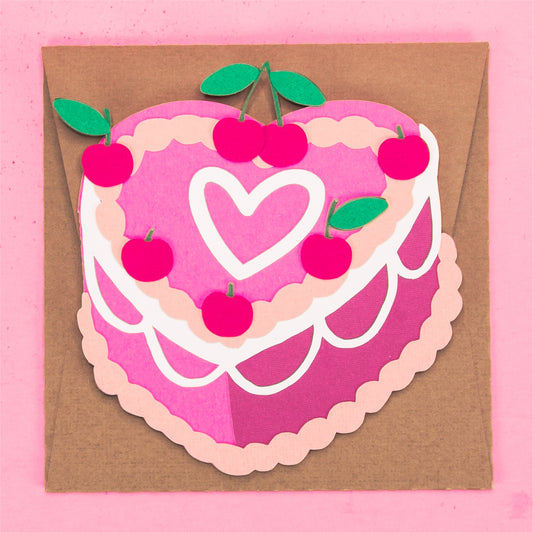 Heart Cake Card SVG - Bifold Birthday Card