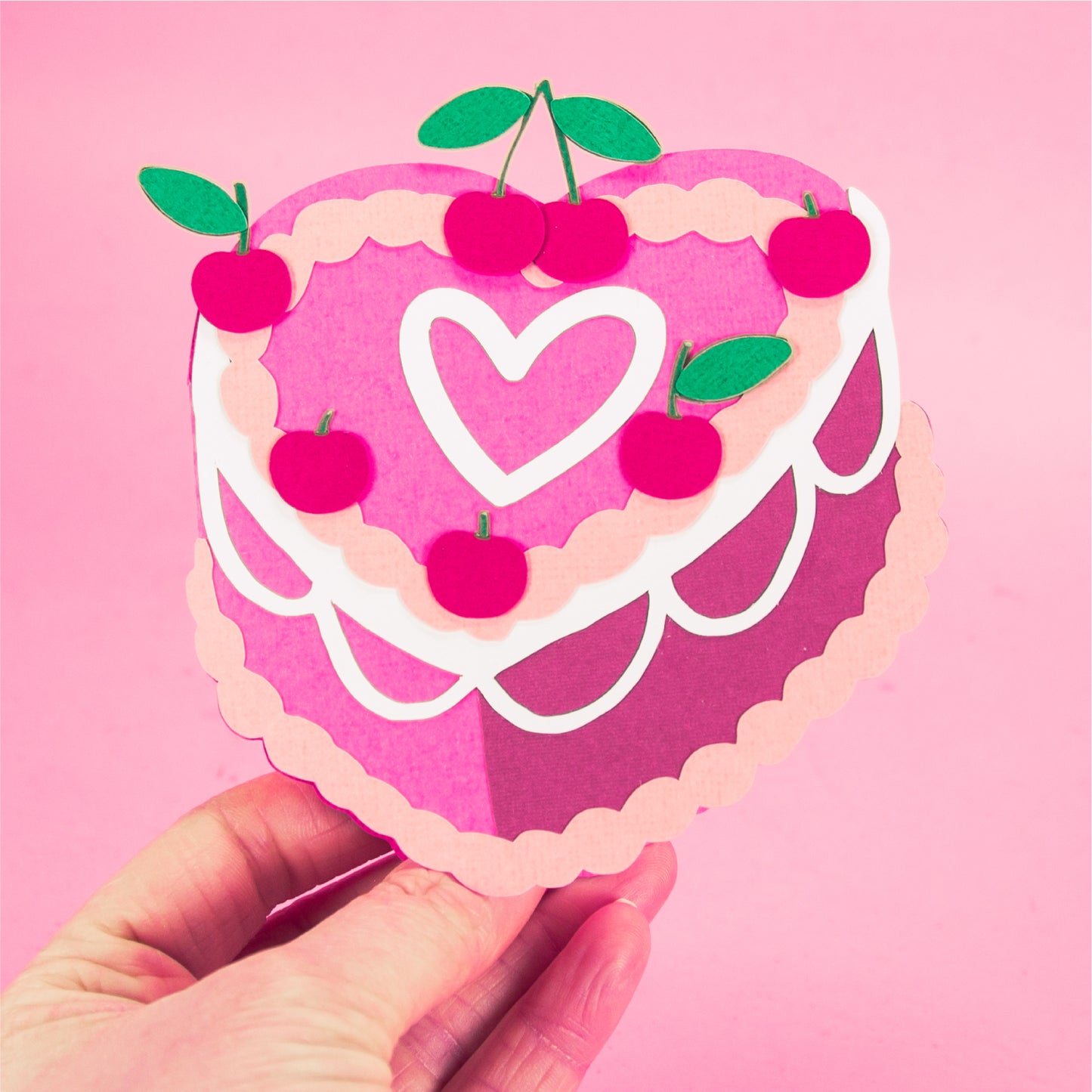 Heart Cake Card SVG - Bifold Birthday Card