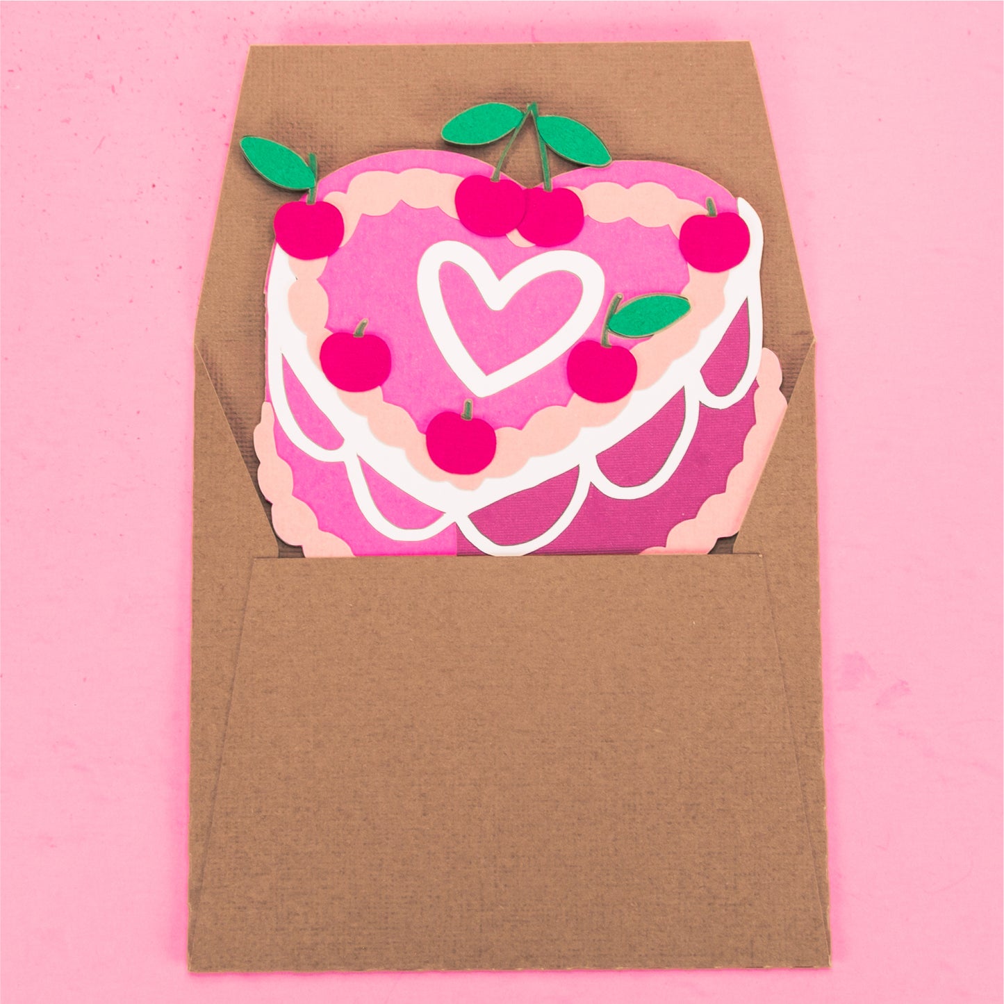 Heart Cake Card SVG - Bifold Birthday Card