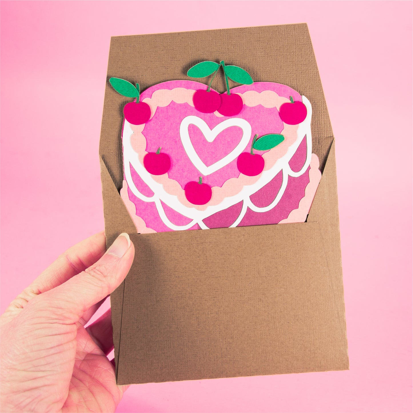Heart Cake Card SVG - Bifold Birthday Card