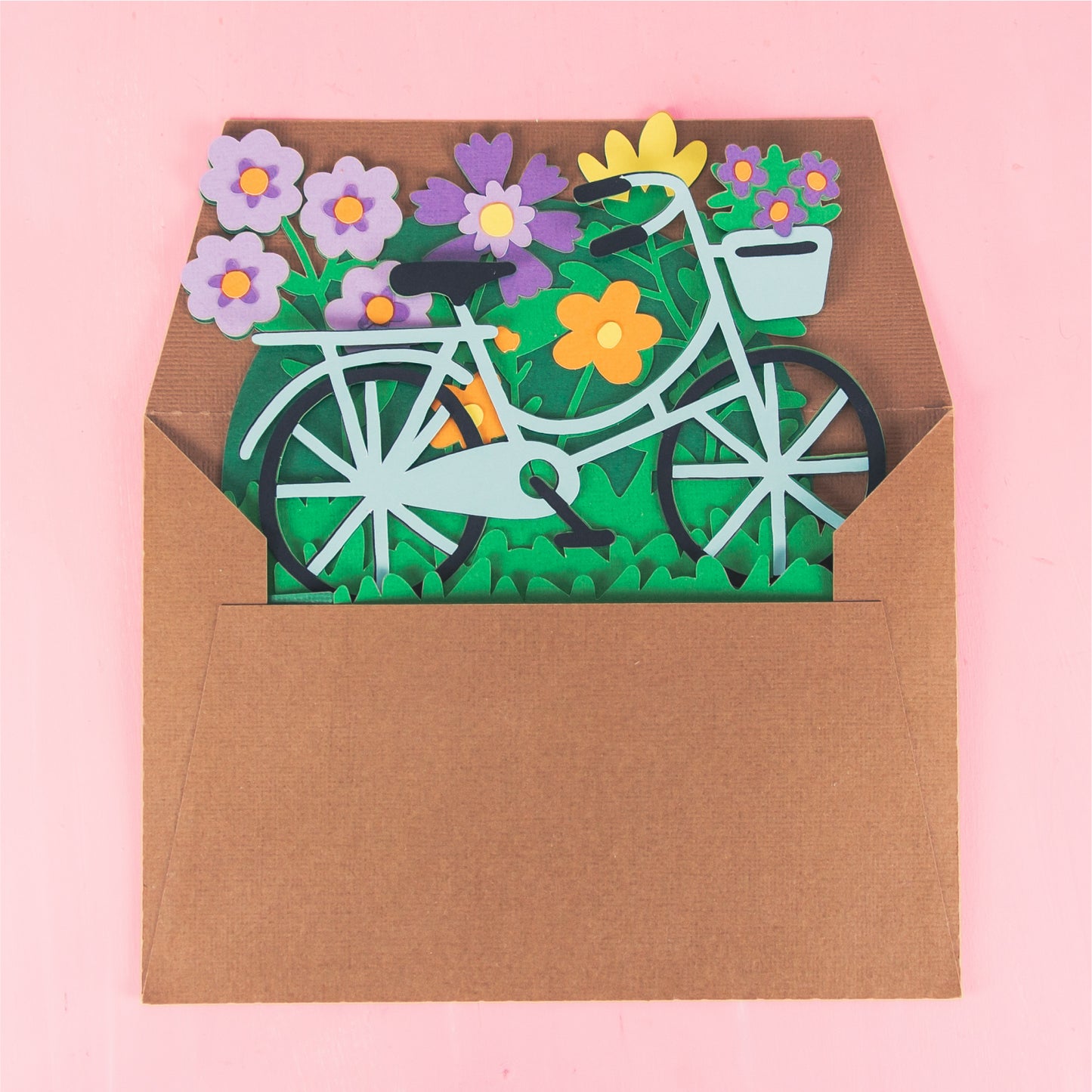 Bike with Flowers Card - 3D Any Occasion Card SVG