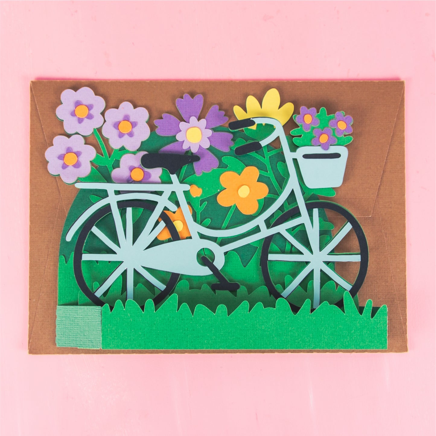 Bike with Flowers Card - 3D Any Occasion Card SVG