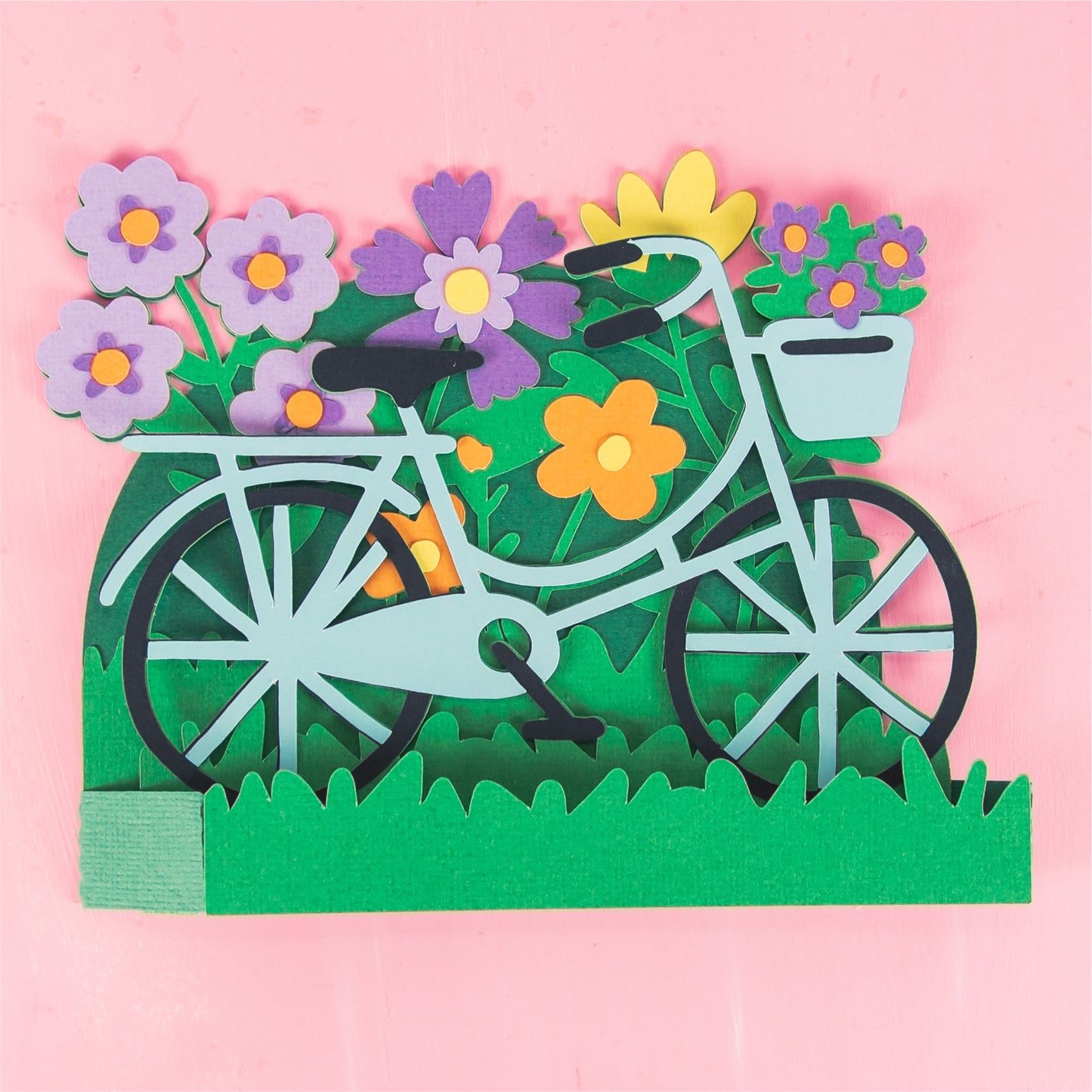 Bike with Flowers Card - 3D Any Occasion Card SVG