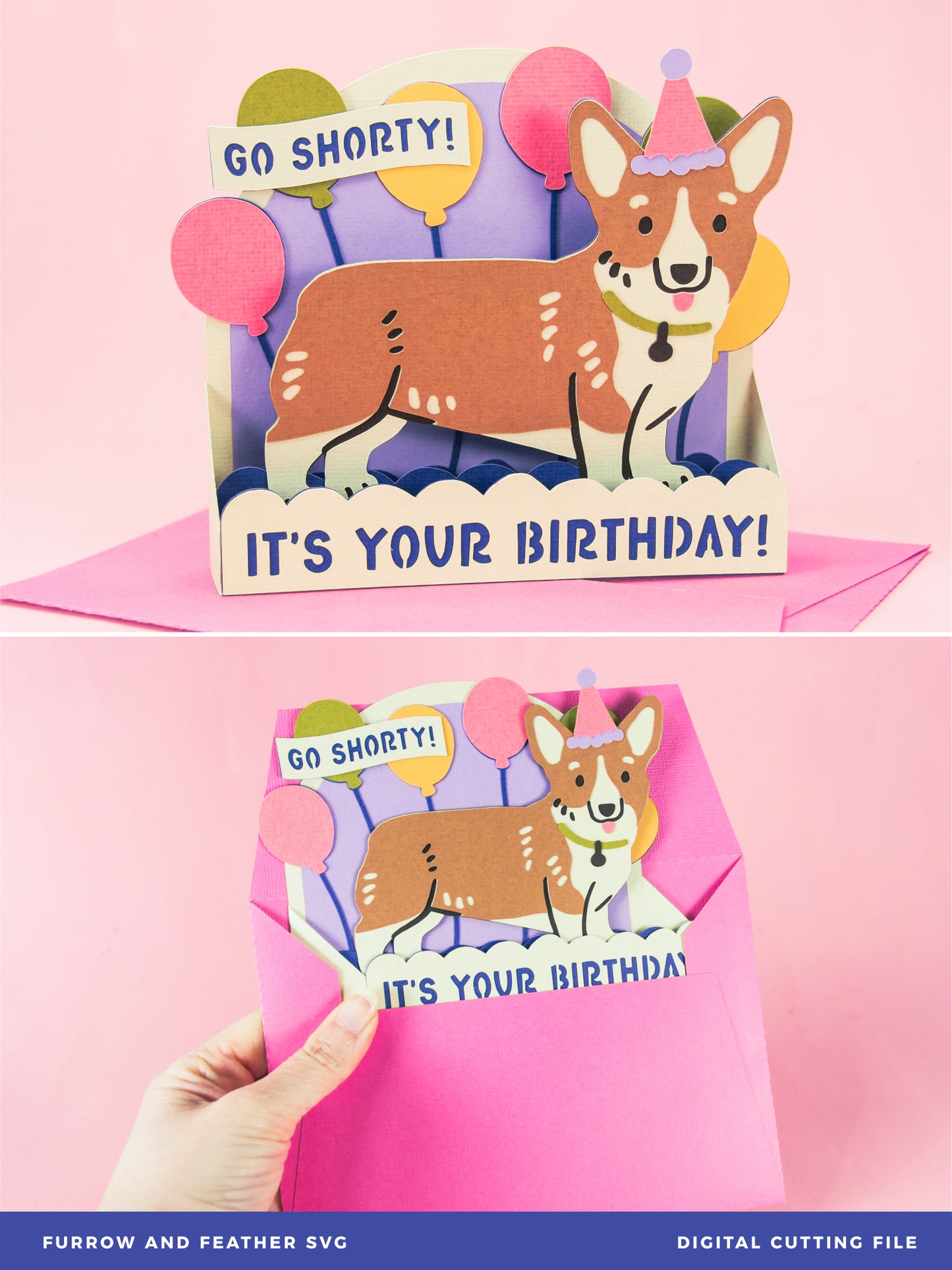 Go Shorty, It's Your Birthday - Corgi Card - Dog Birthday Card SVG