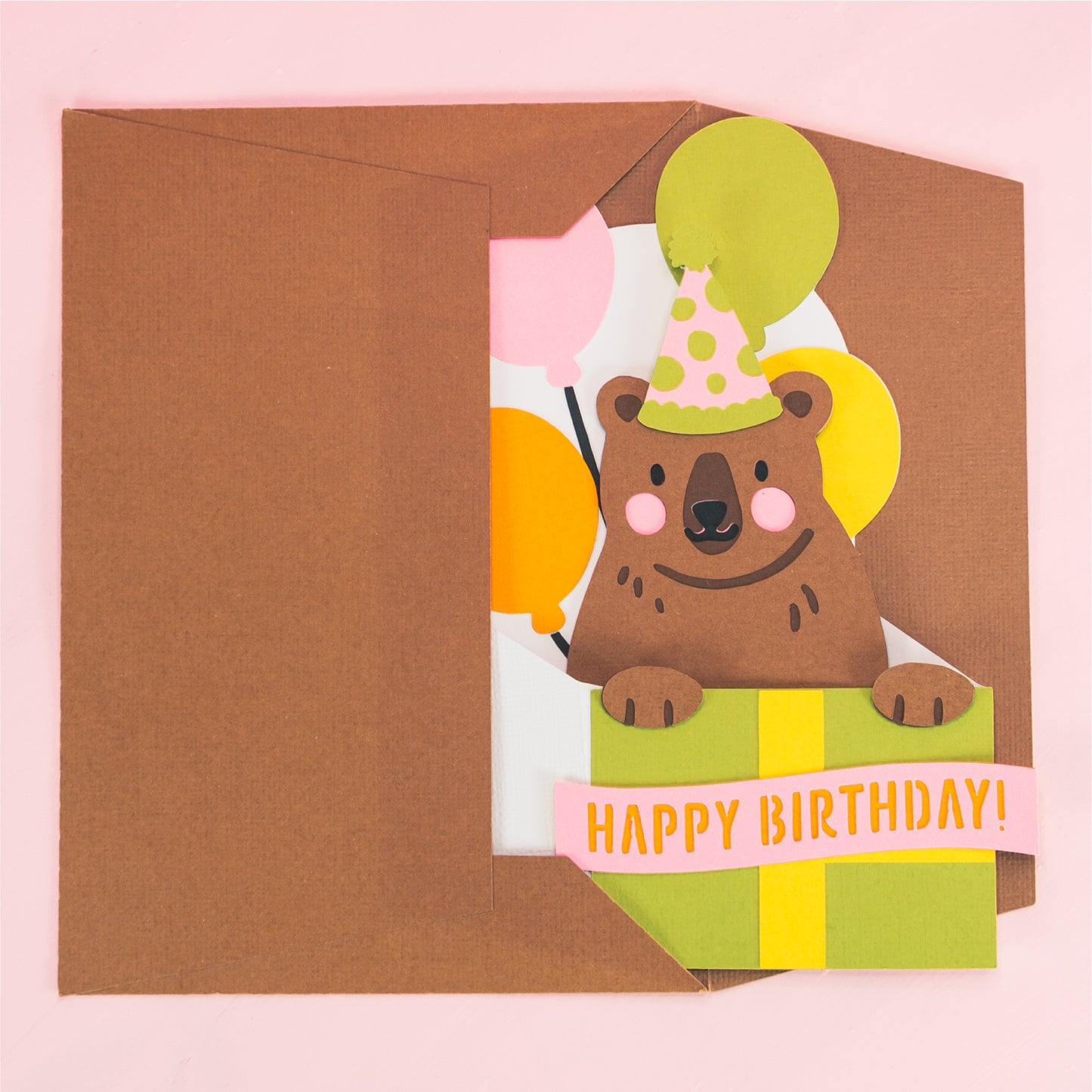 Birthday Gift Bear Card - 3D Birthday Card SVG
