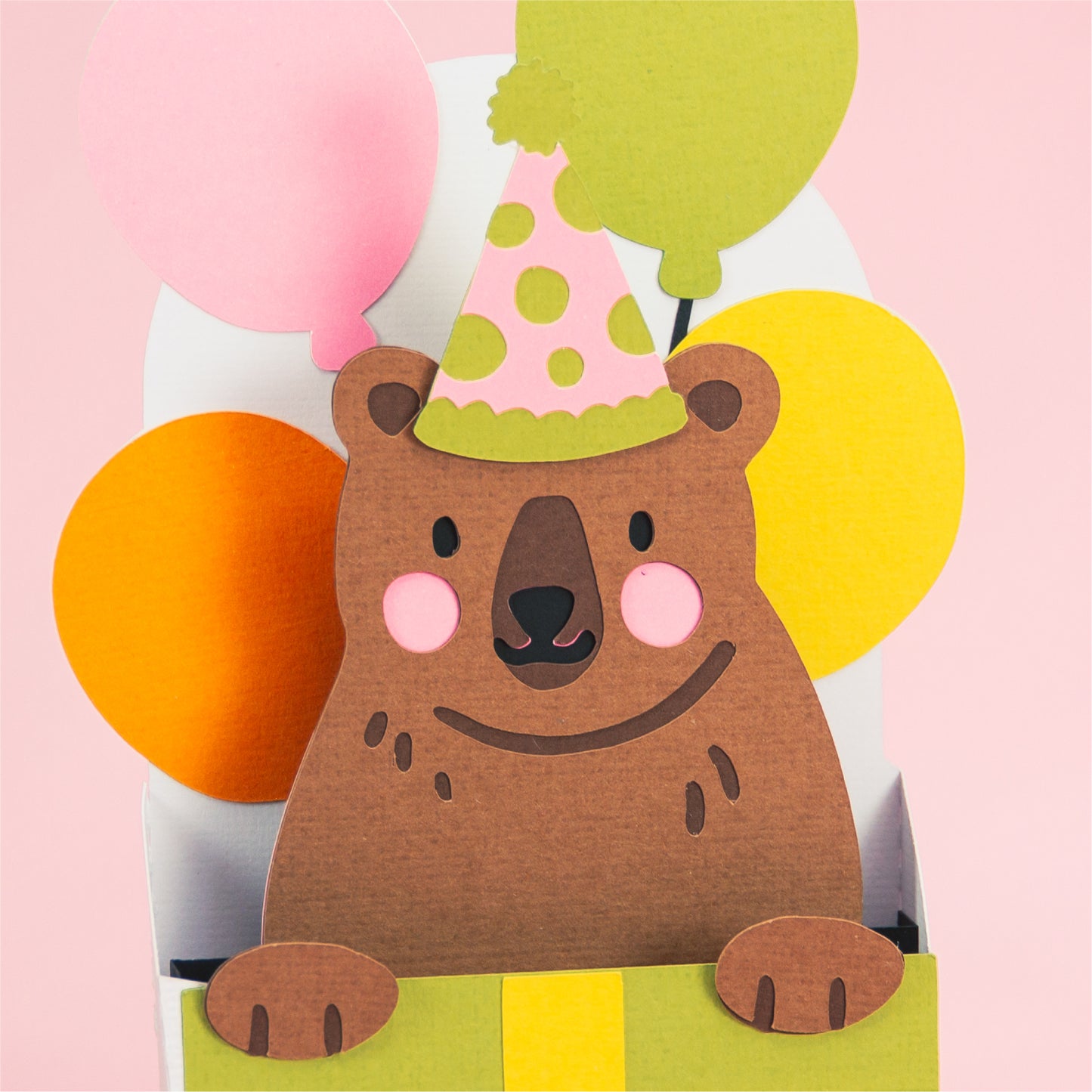 Birthday Gift Bear Card - 3D Birthday Card SVG