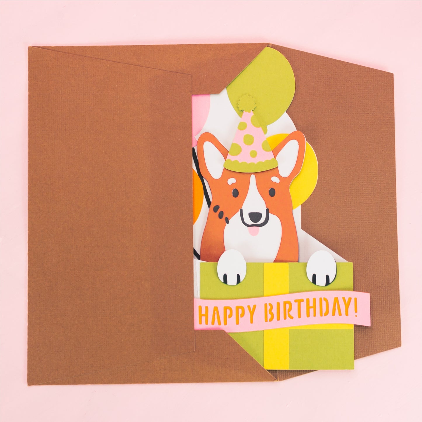 Birthday Gift Corgi Card - 3D Birthday Card SVG