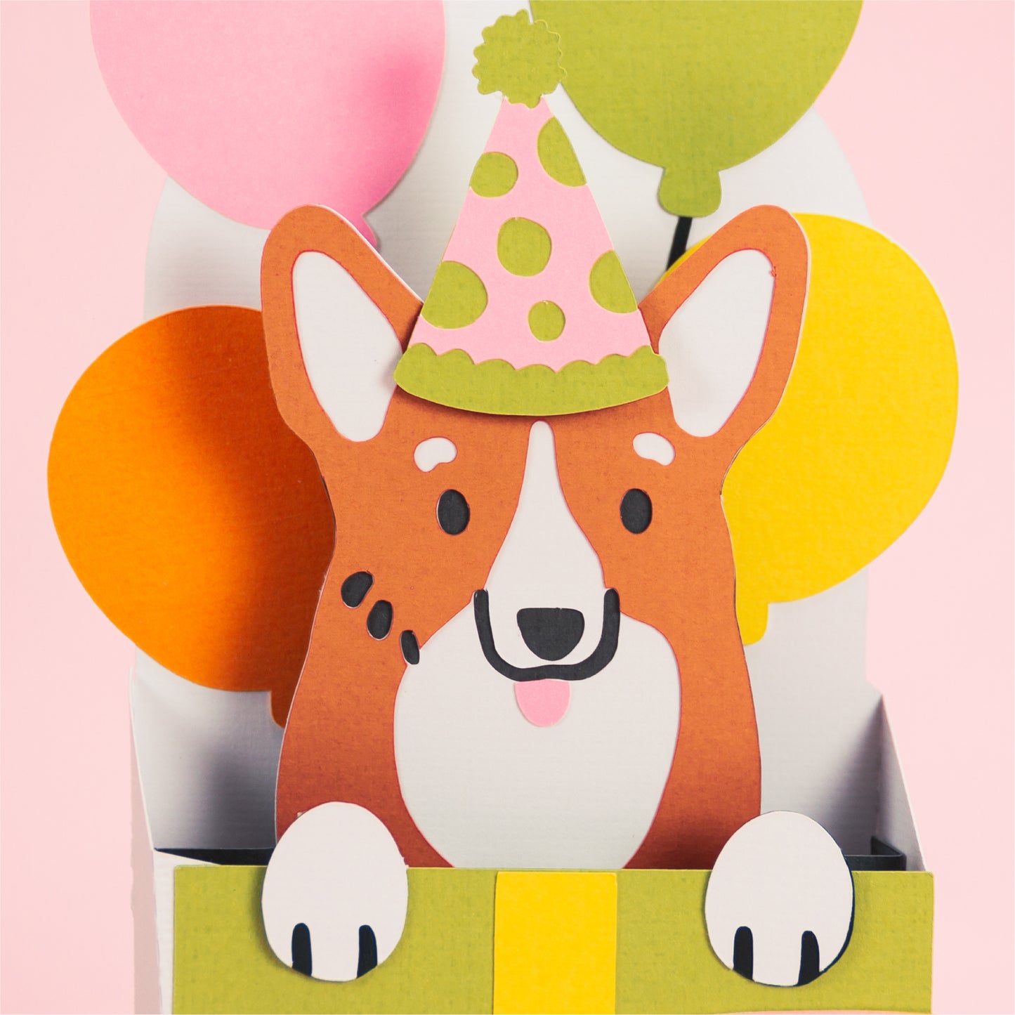 Birthday Gift Corgi Card - 3D Birthday Card SVG