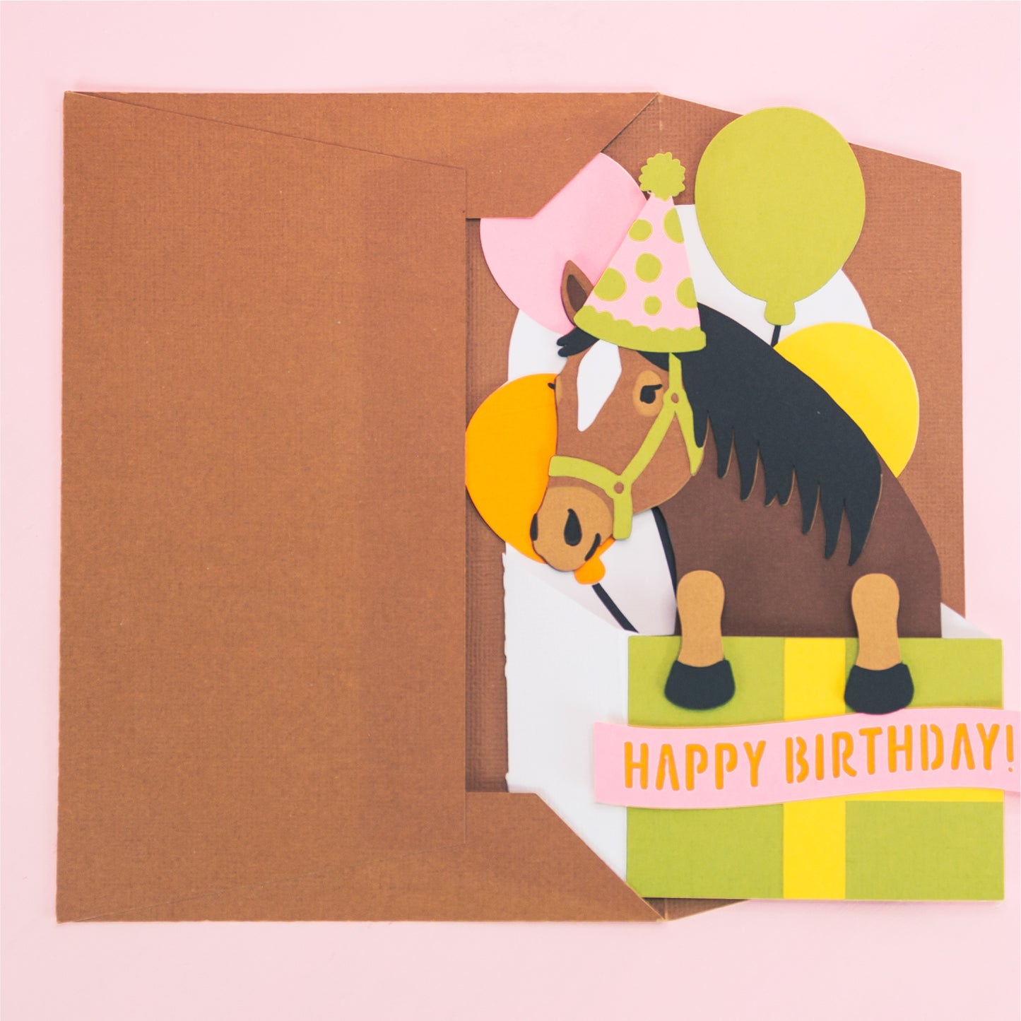 Birthday Gift Horse Card - 3D Birthday Card SVG