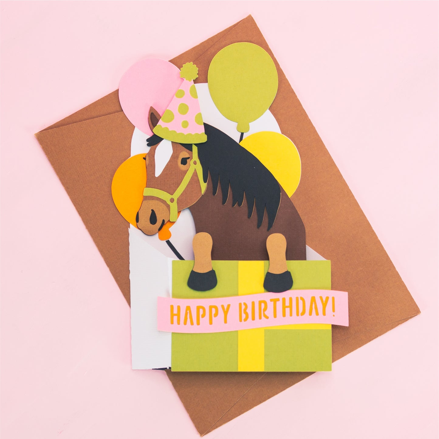 Birthday Gift Horse Card - 3D Birthday Card SVG