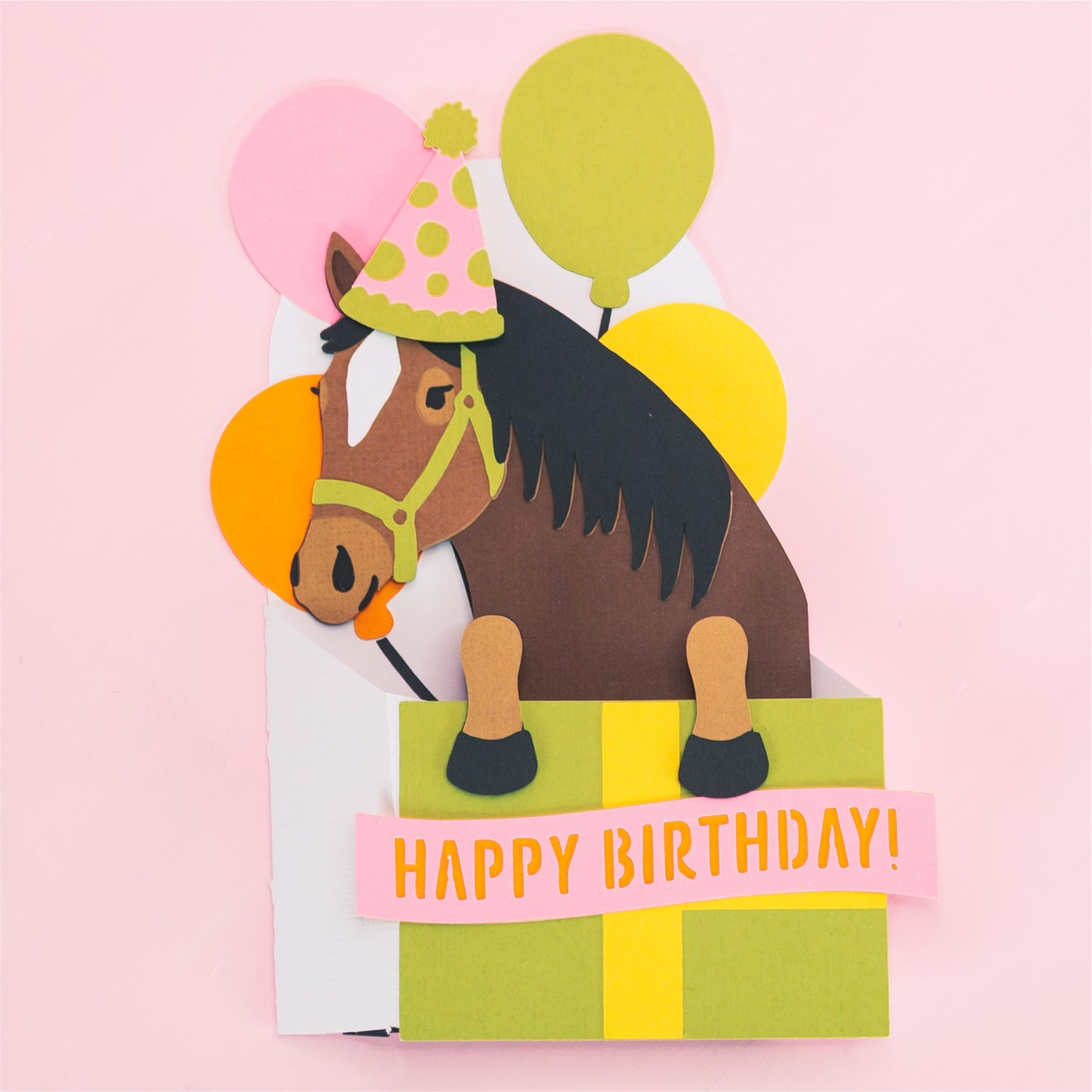 Birthday Gift Horse Card - 3D Birthday Card SVG