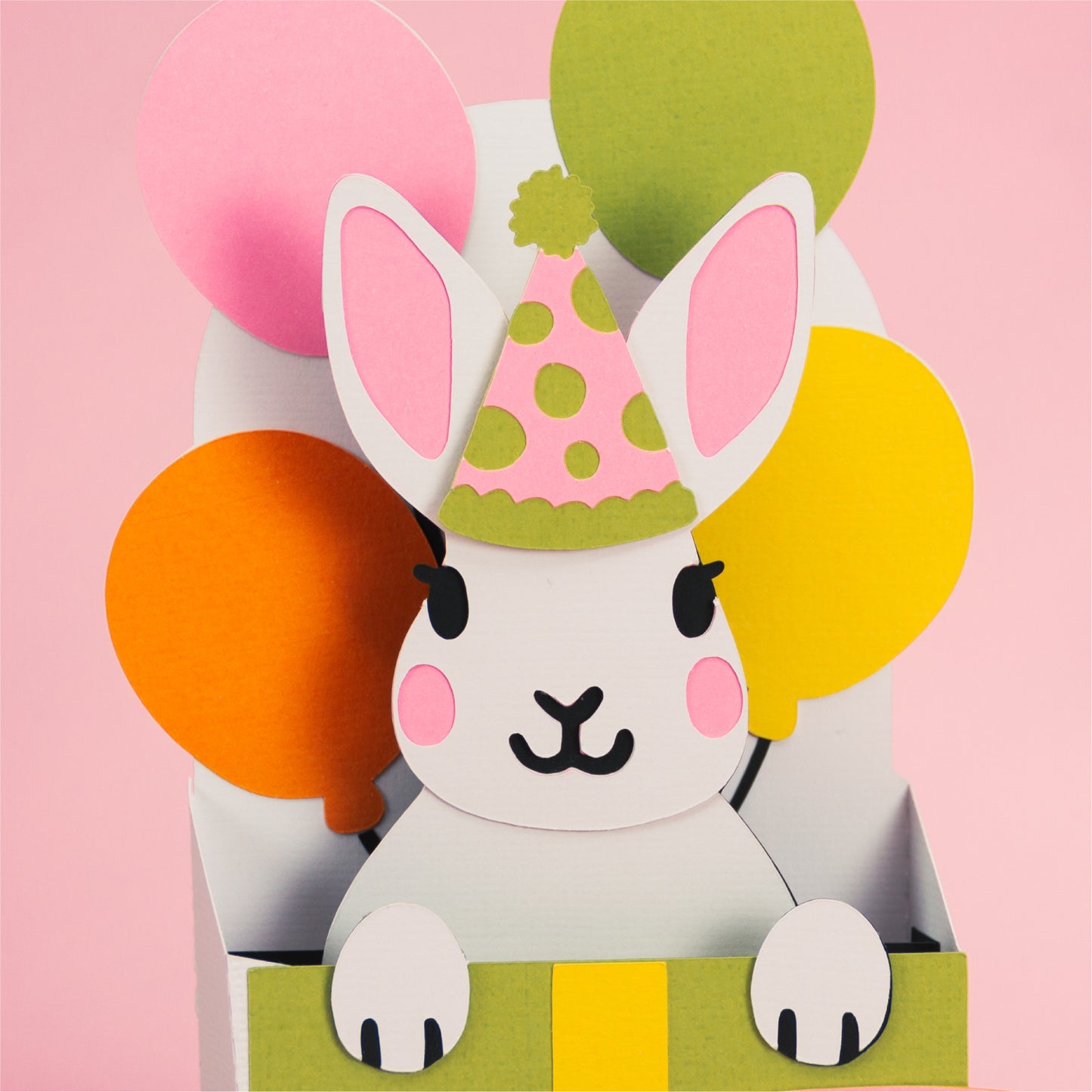Birthday Gift Rabbit Card - 3D Birthday Card SVG