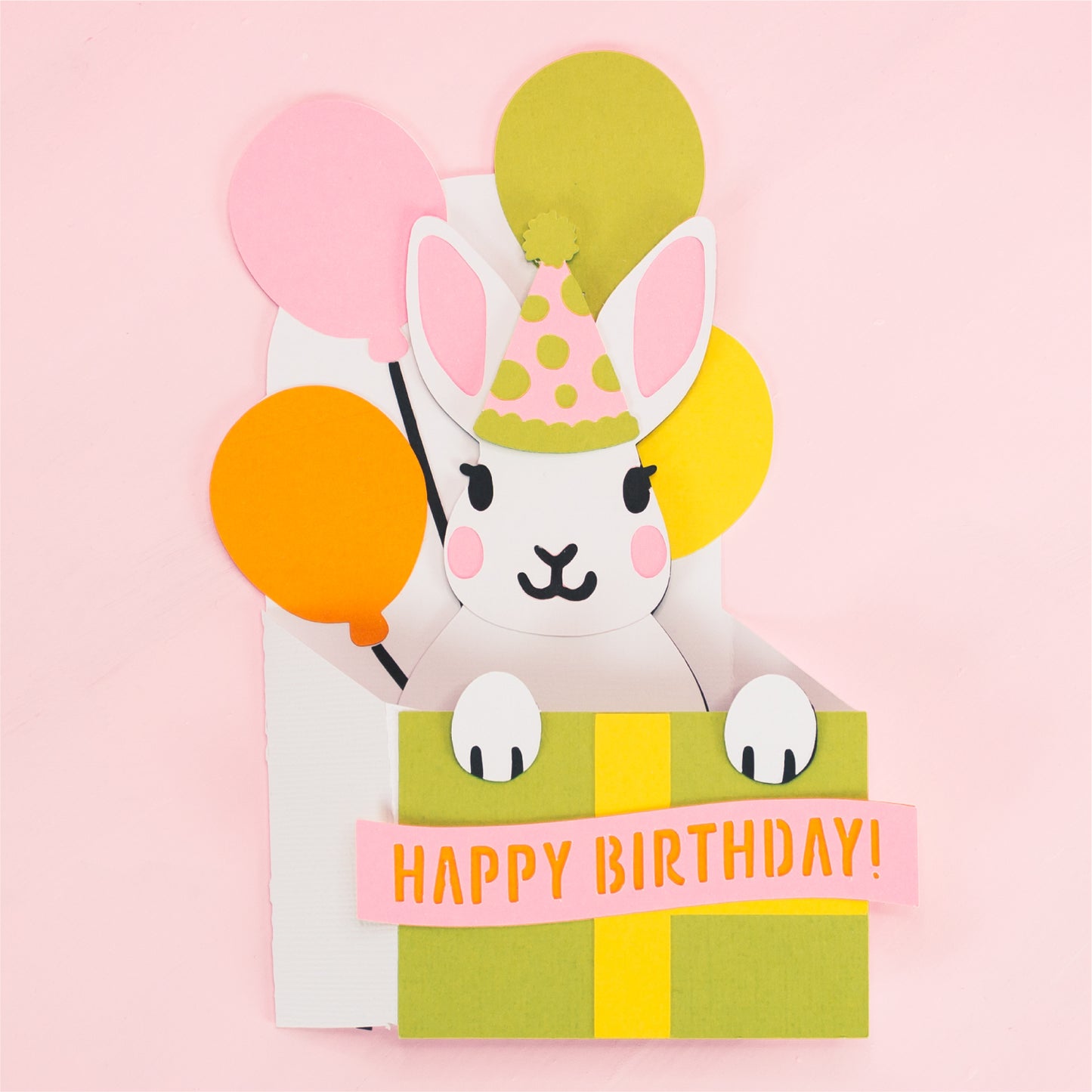Birthday Gift Rabbit Card - 3D Birthday Card SVG