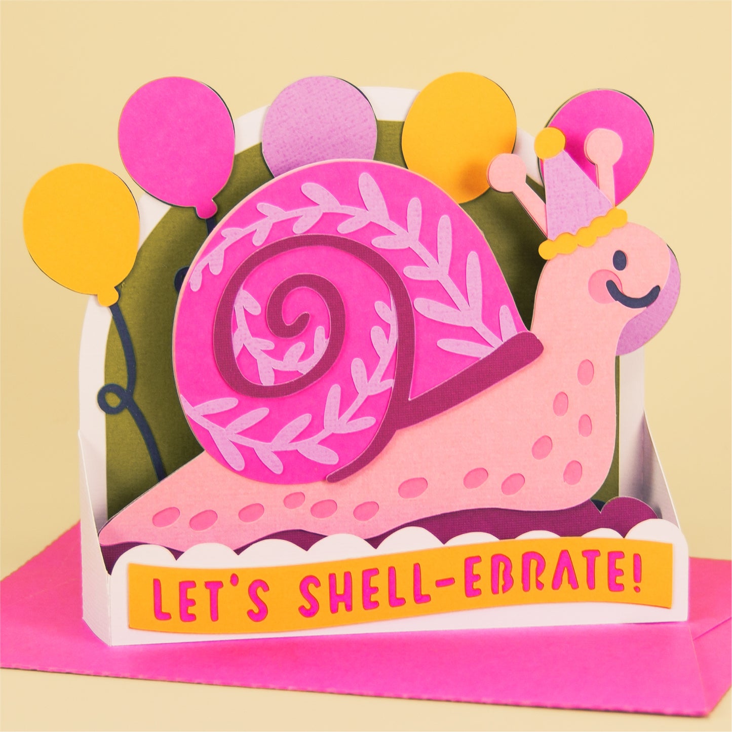 Funny Snail Birthday Card SVG - 3D Card SVG