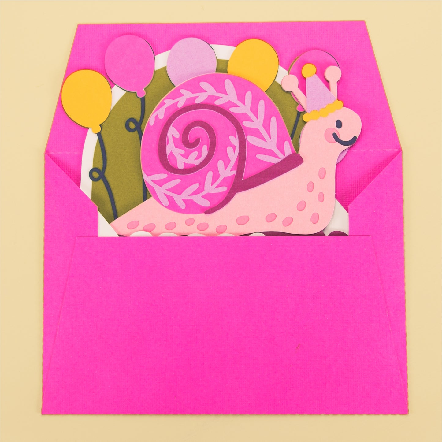 Funny Snail Birthday Card SVG - 3D Card SVG