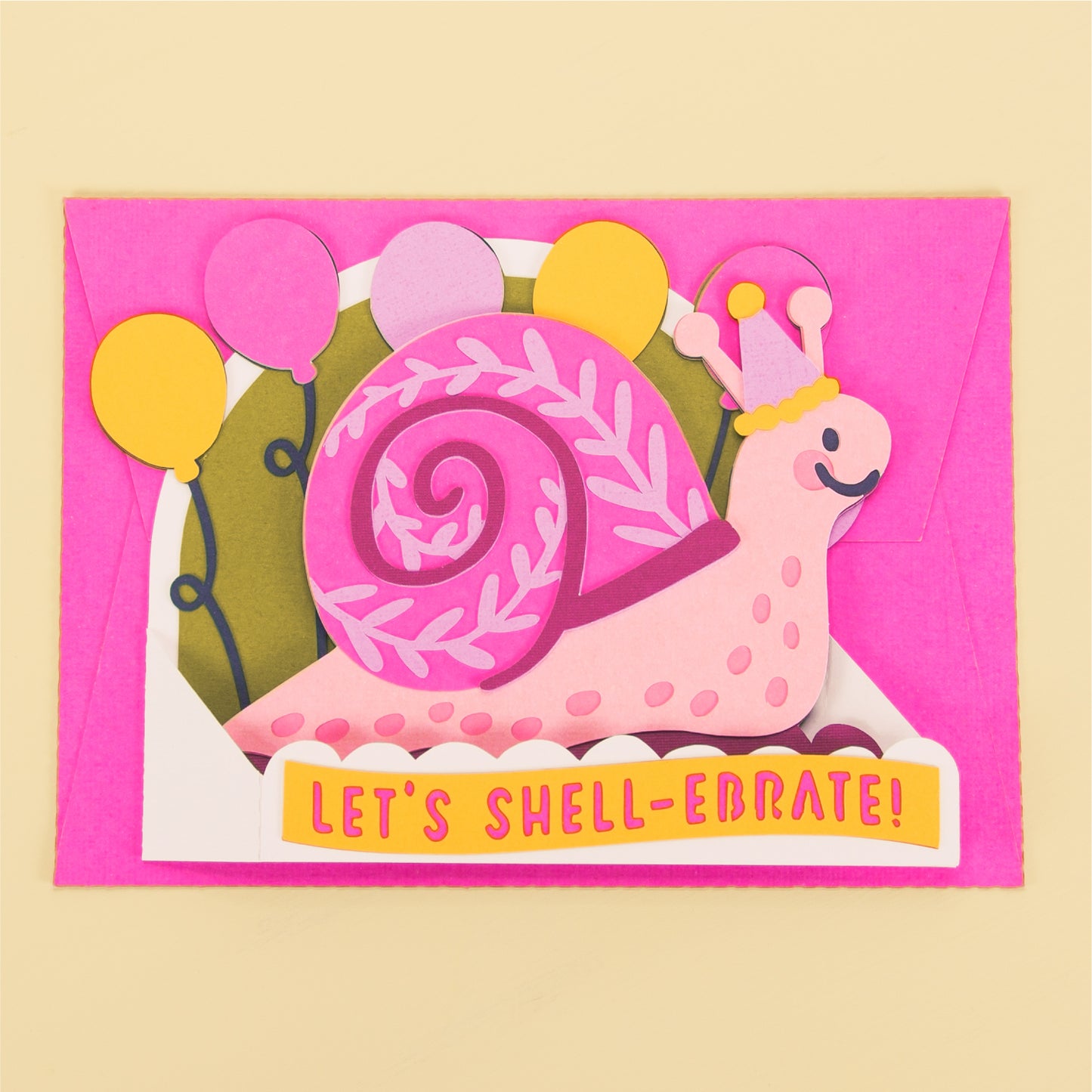 Funny Snail Birthday Card SVG - 3D Card SVG