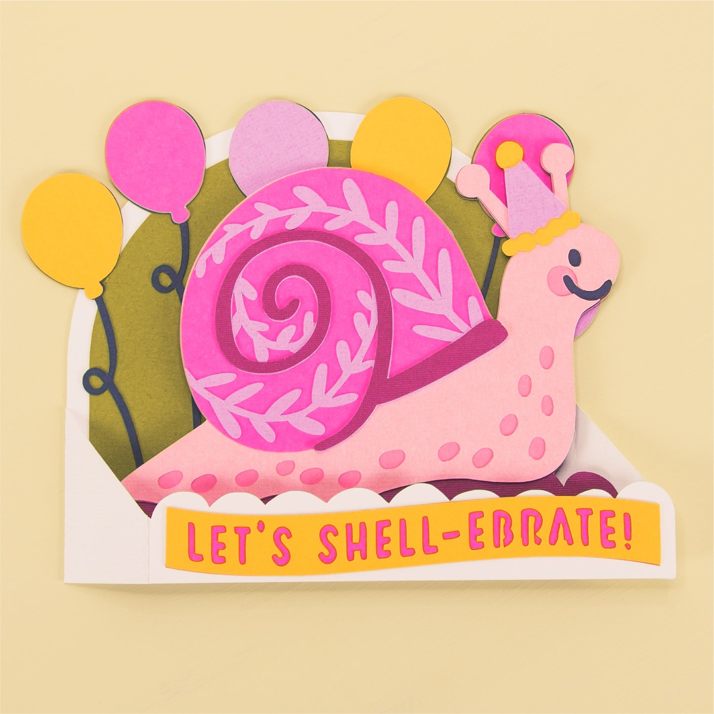 Funny Snail Birthday Card SVG - 3D Card SVG