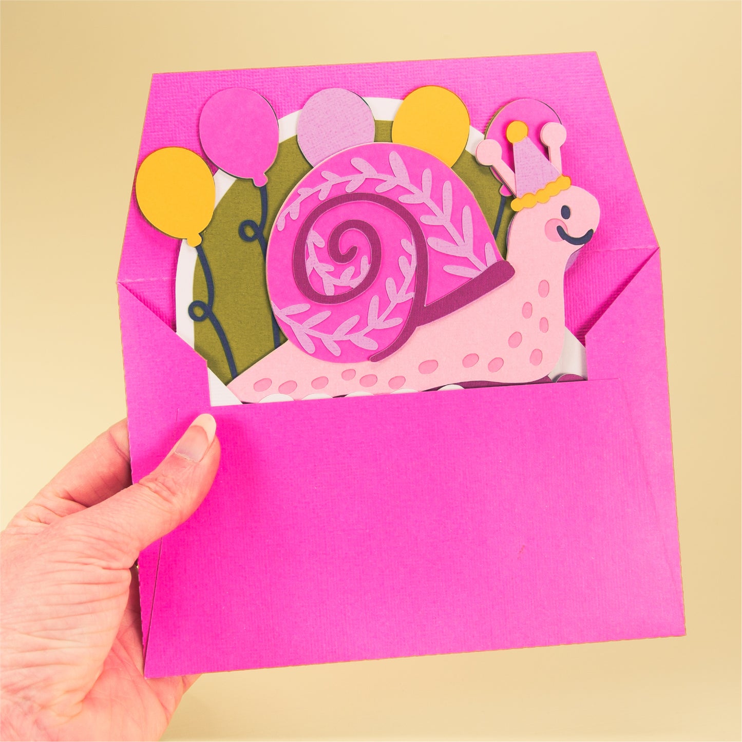 Funny Snail Birthday Card SVG - 3D Card SVG