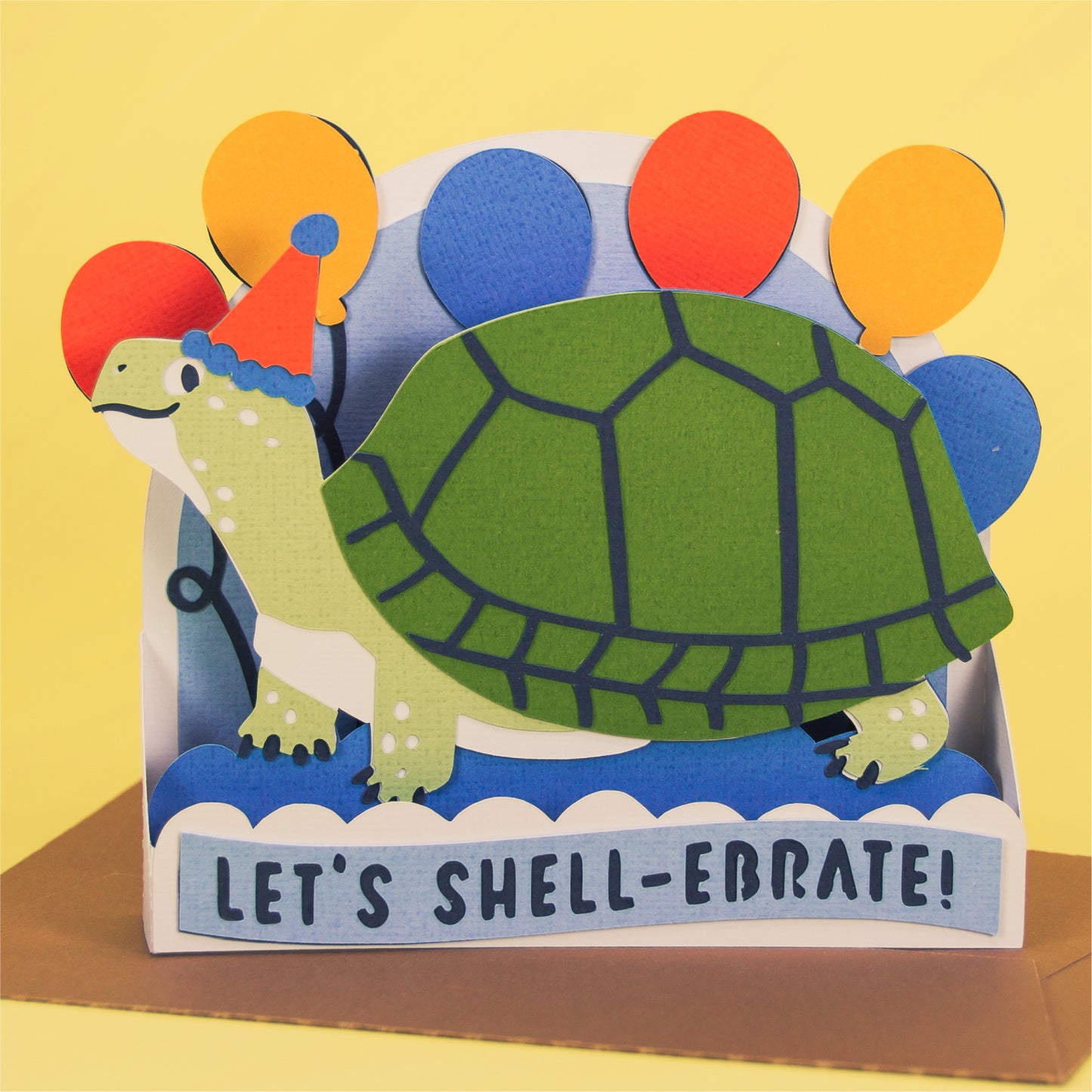 Funny Turtle Birthday Card - 3D Card SVG