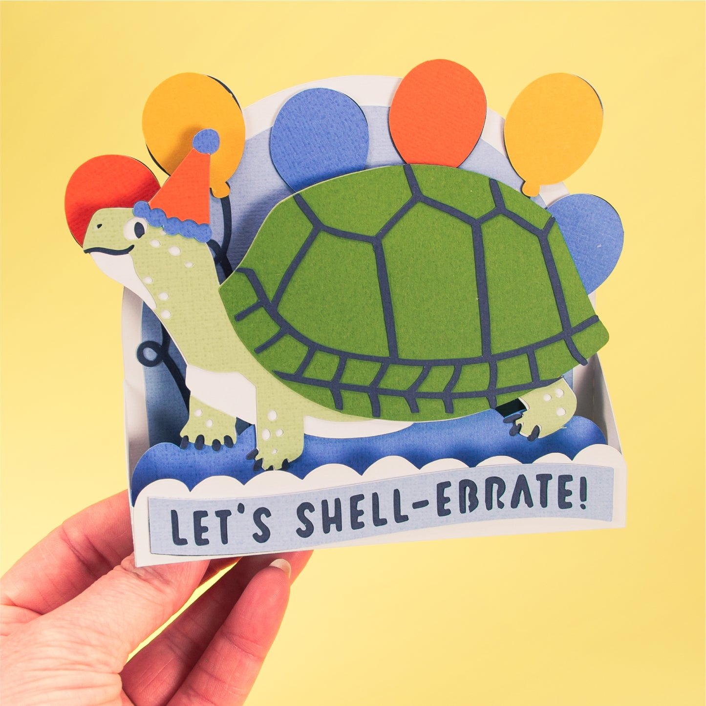 Funny Turtle Birthday Card - 3D Card SVG