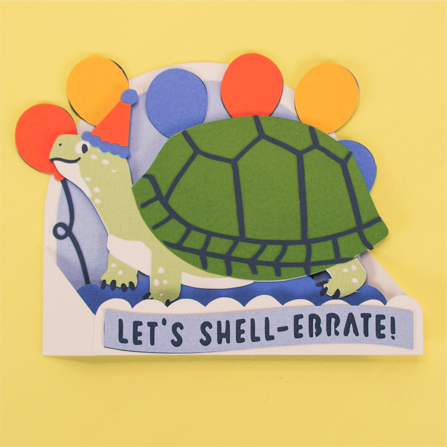 Funny Turtle Birthday Card - 3D Card SVG