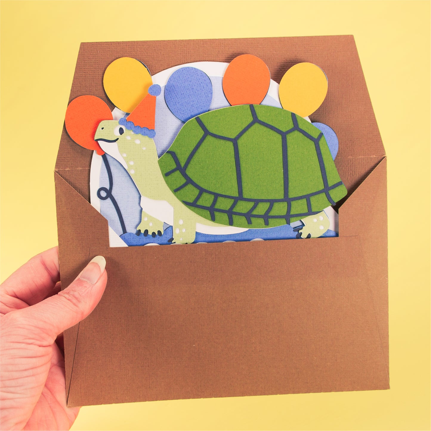 Funny Turtle Birthday Card - 3D Card SVG