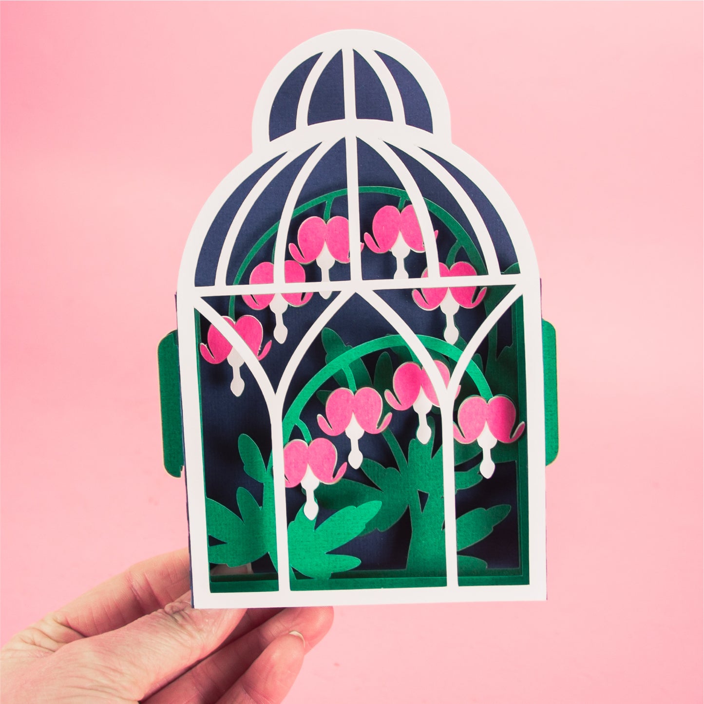 Bleeding Heart Birdcage Card - 3D Flower Card SVG