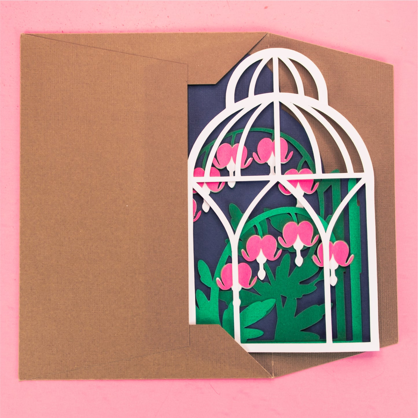 Bleeding Heart Birdcage Card - 3D Flower Card SVG