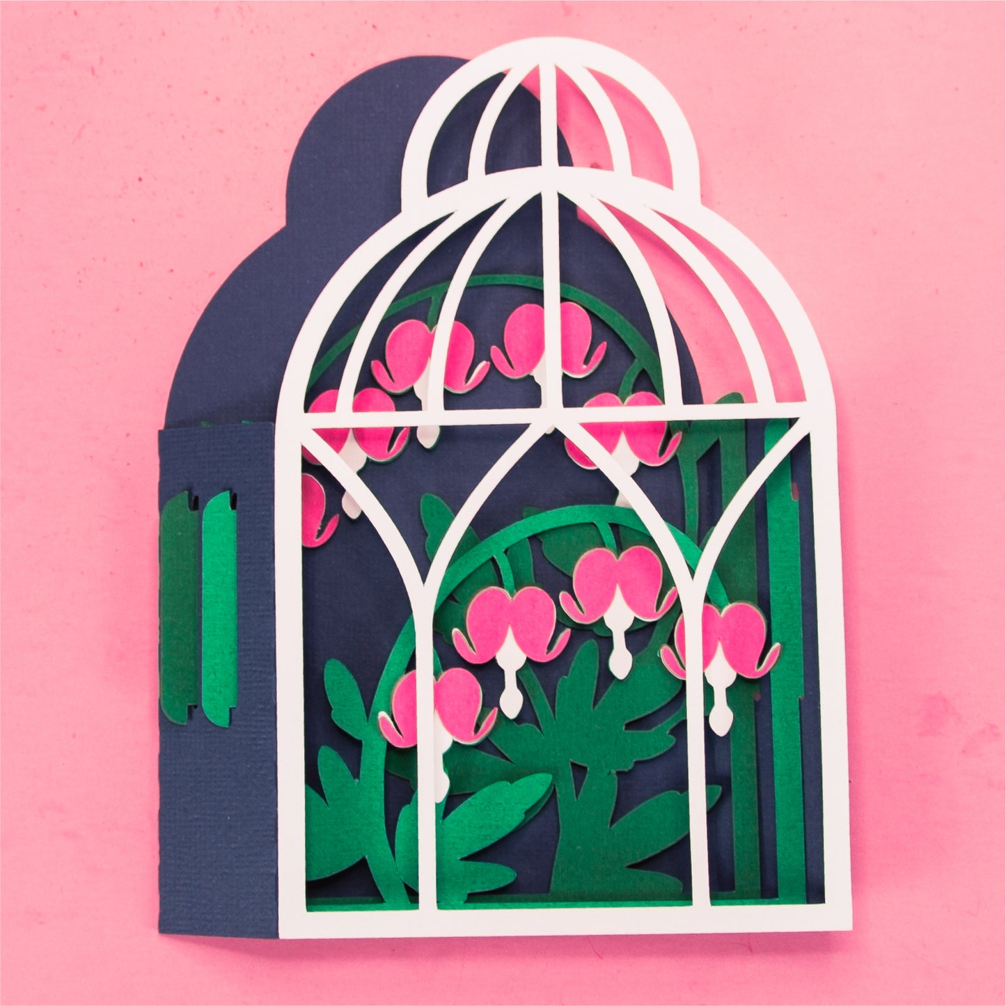 Bleeding Heart Birdcage Card - 3D Flower Card SVG