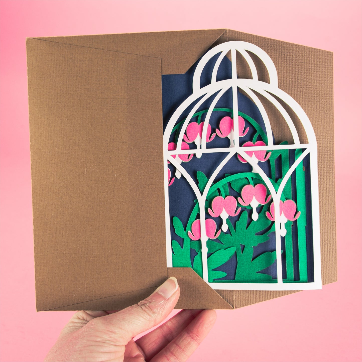 Bleeding Heart Birdcage Card - 3D Flower Card SVG