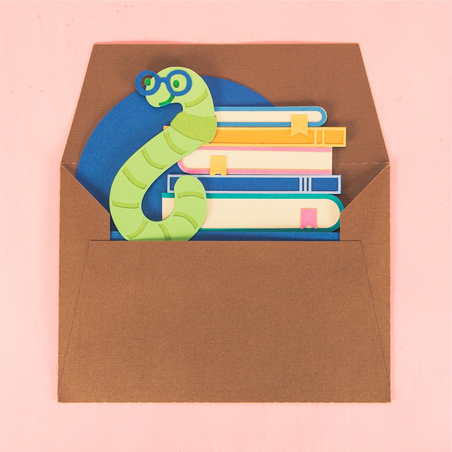 Book Worm Card - 3D School Card SVG