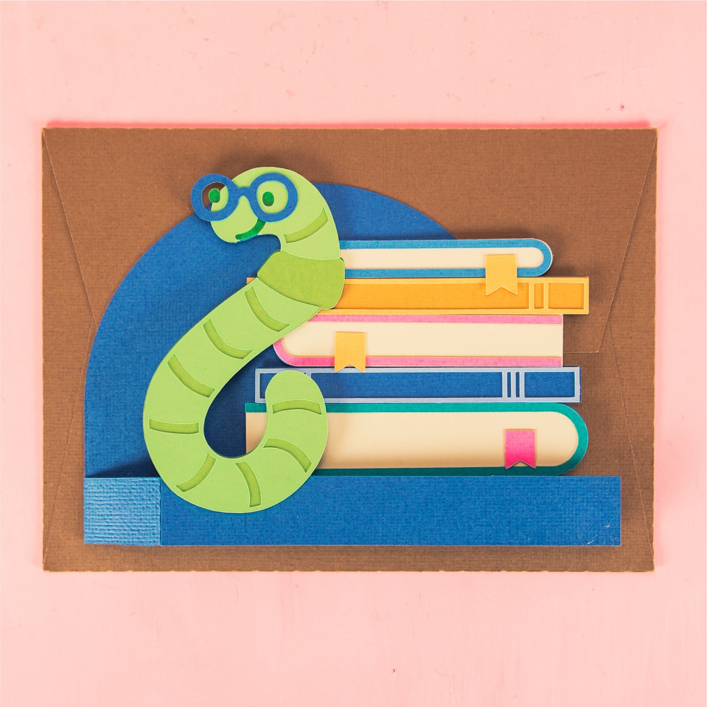 Book Worm Card - 3D School Card SVG