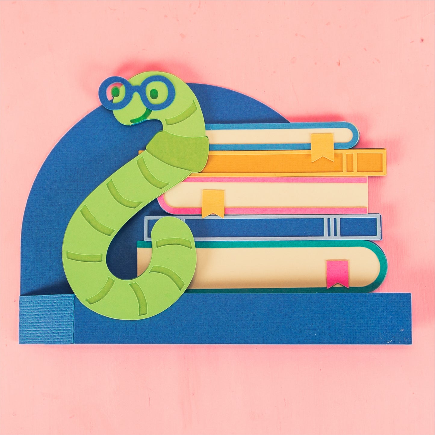 Book Worm Card - 3D School Card SVG