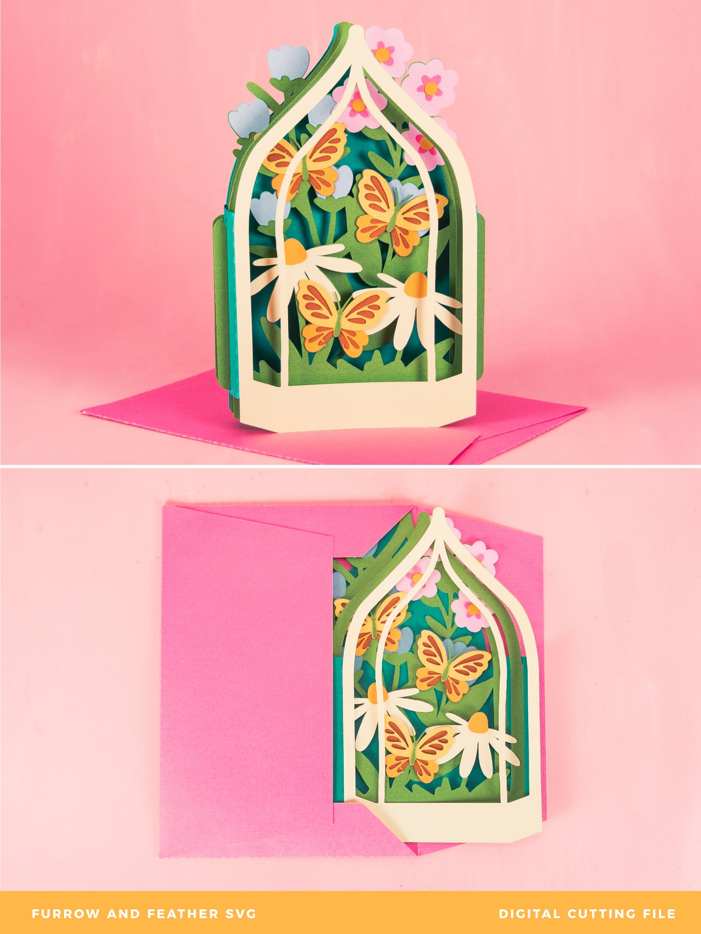 Butterfly Terrarium Card - 3D Flower Card SVG