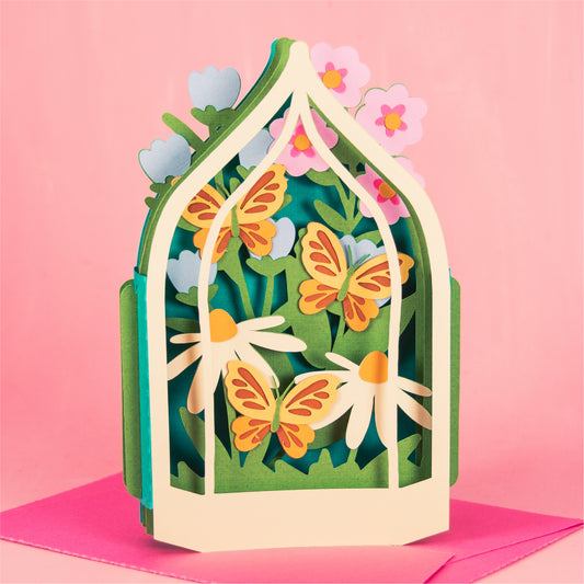 Butterfly Terrarium Card - 3D Flower Card SVG