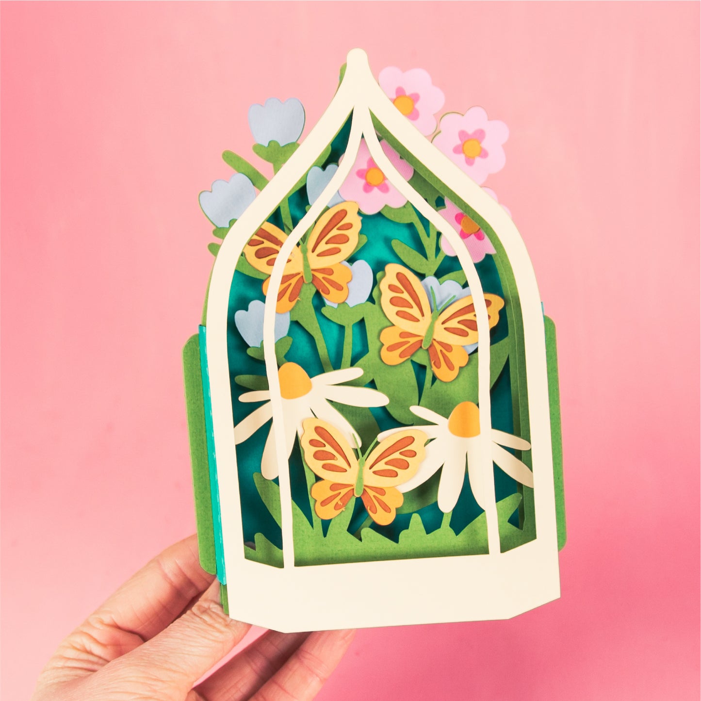 Butterfly Terrarium Card - 3D Flower Card SVG