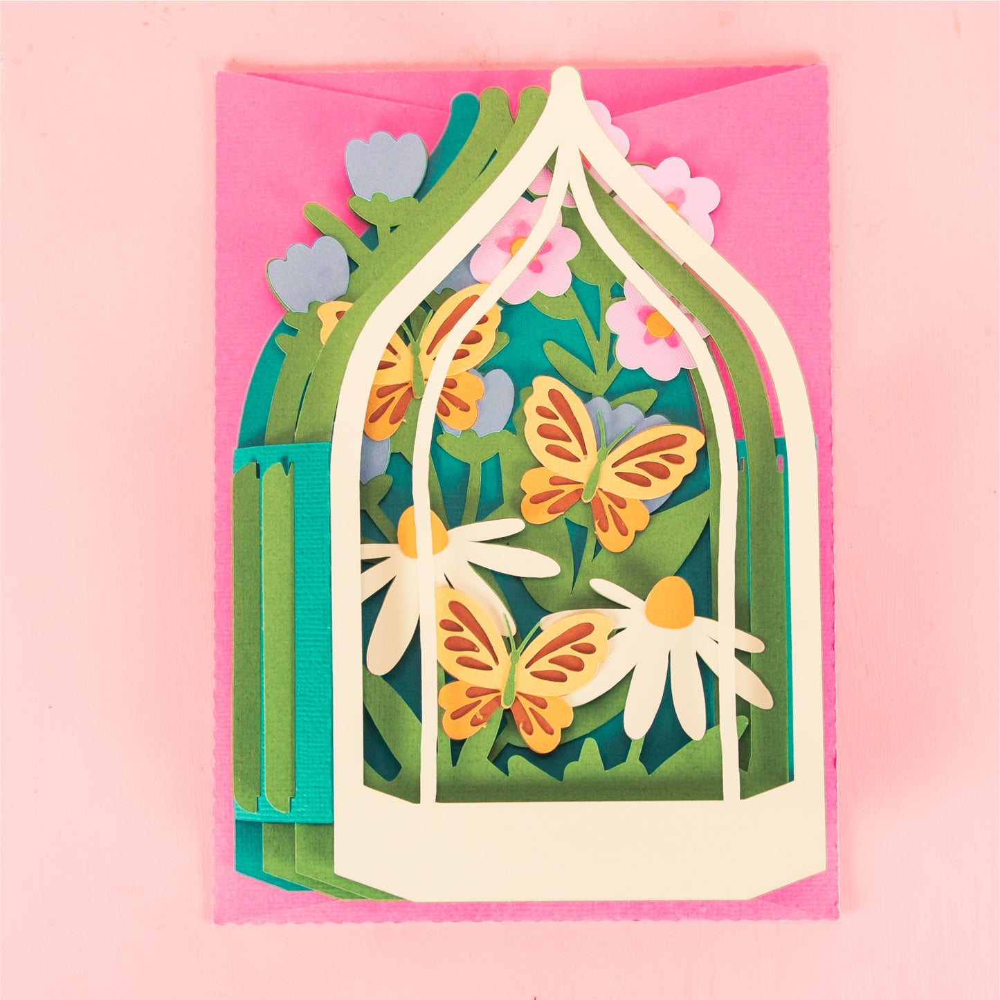 Butterfly Terrarium Card - 3D Flower Card SVG