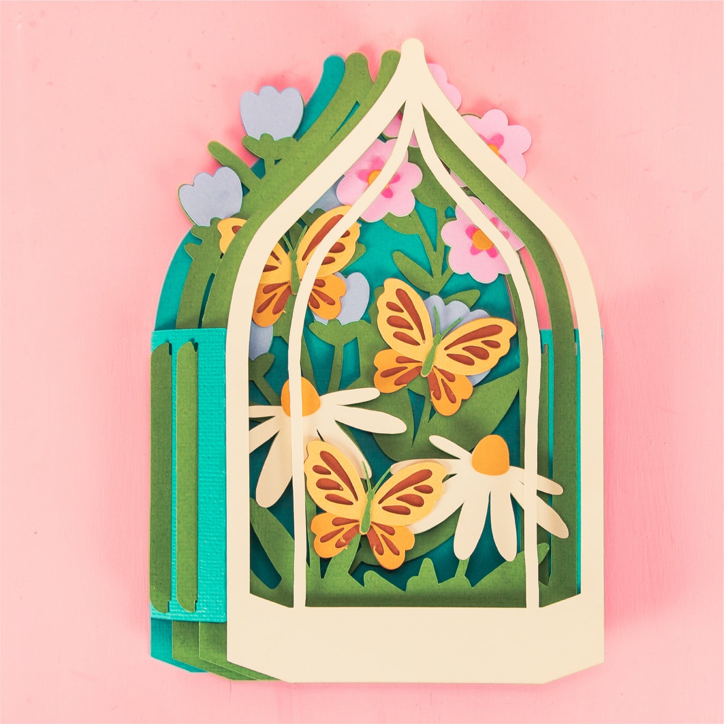 Butterfly Terrarium Card - 3D Flower Card SVG