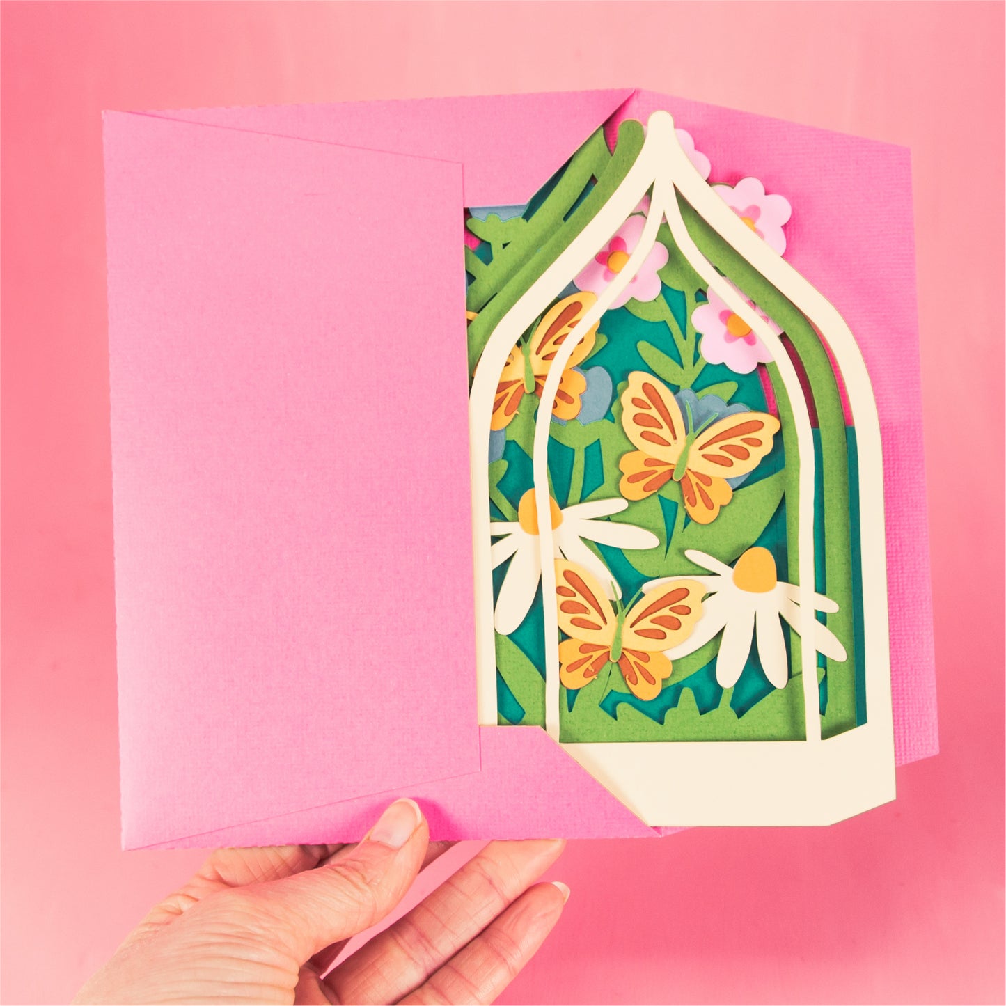 Butterfly Terrarium Card - 3D Flower Card SVG