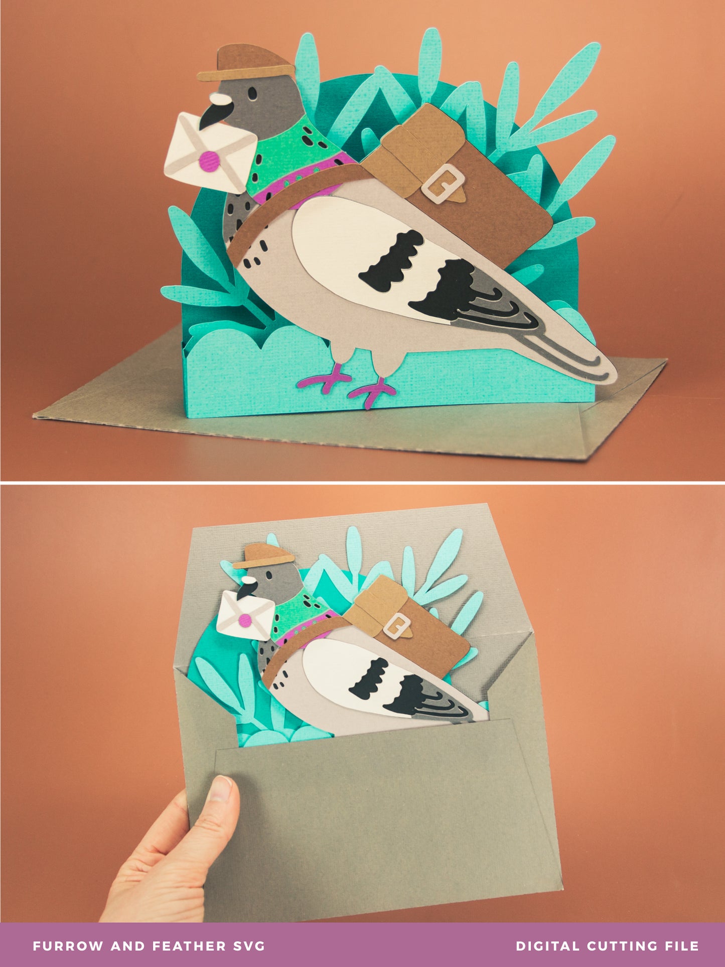 Carrier Pigeon Card - 3D Card SVG