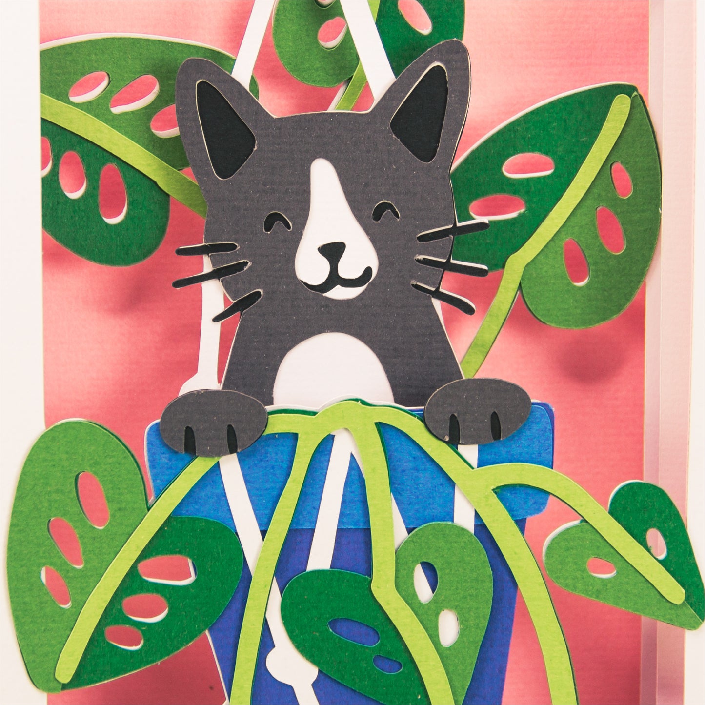 Cat in Hanging Planter Card - 3D Sympathy Card SVG