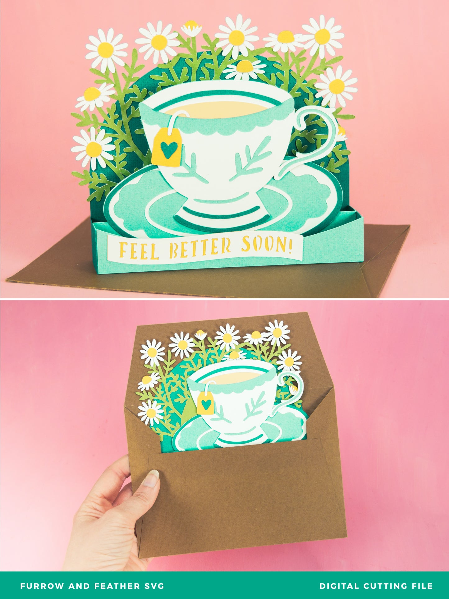 Chamomile Tea Cup Card - Sympathy Card SVG