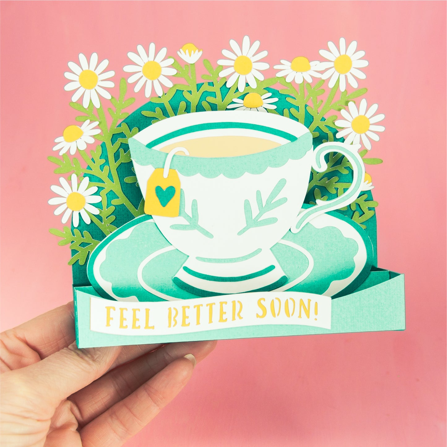 Chamomile Tea Cup Card - Sympathy Card SVG