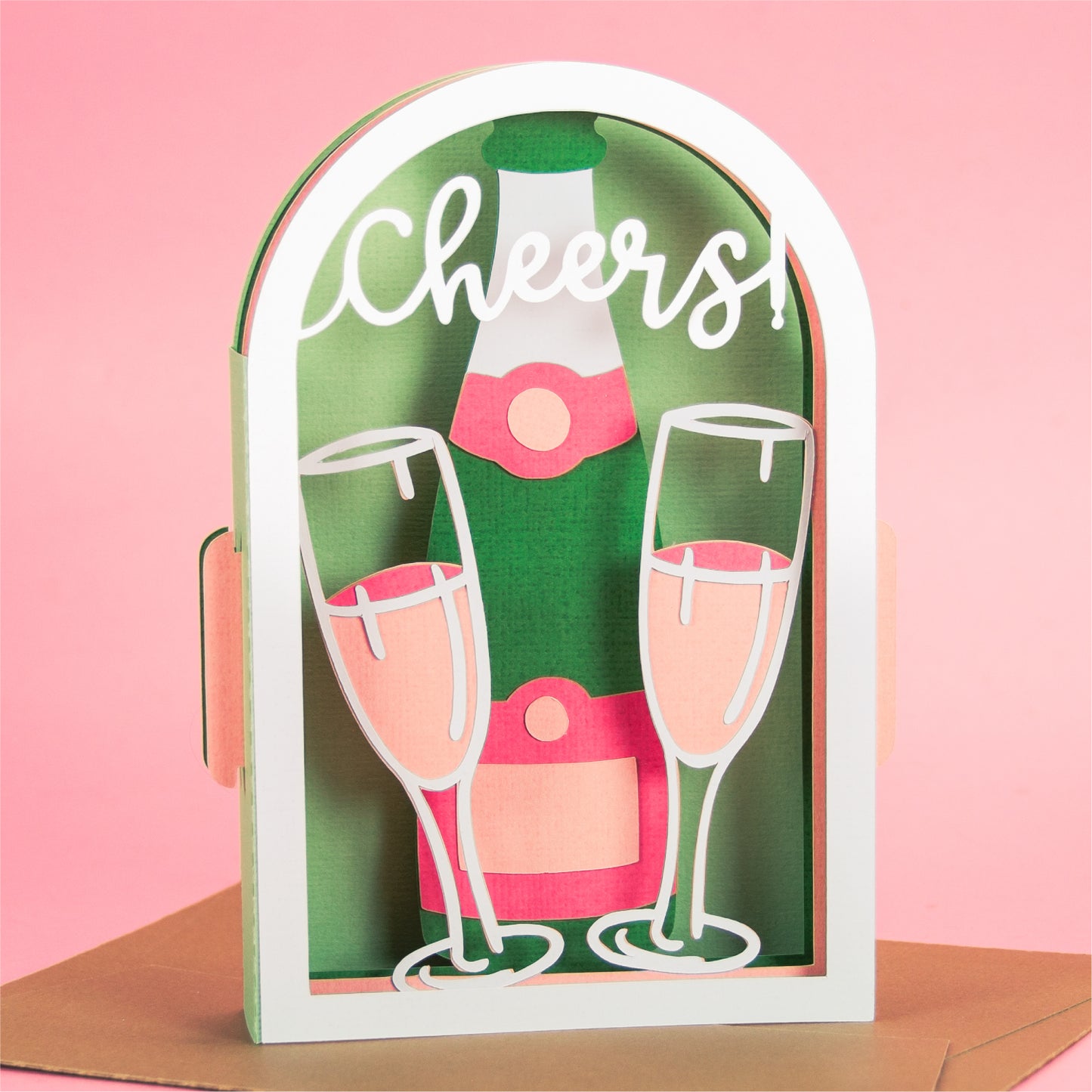 Cheers! Champagne Flutes Card - 3D Celebration Card SVG