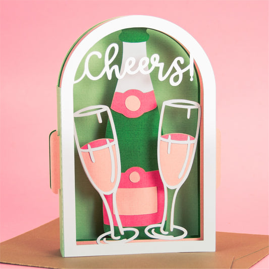 Cheers! Champagne Flutes Card - 3D Celebration Card SVG
